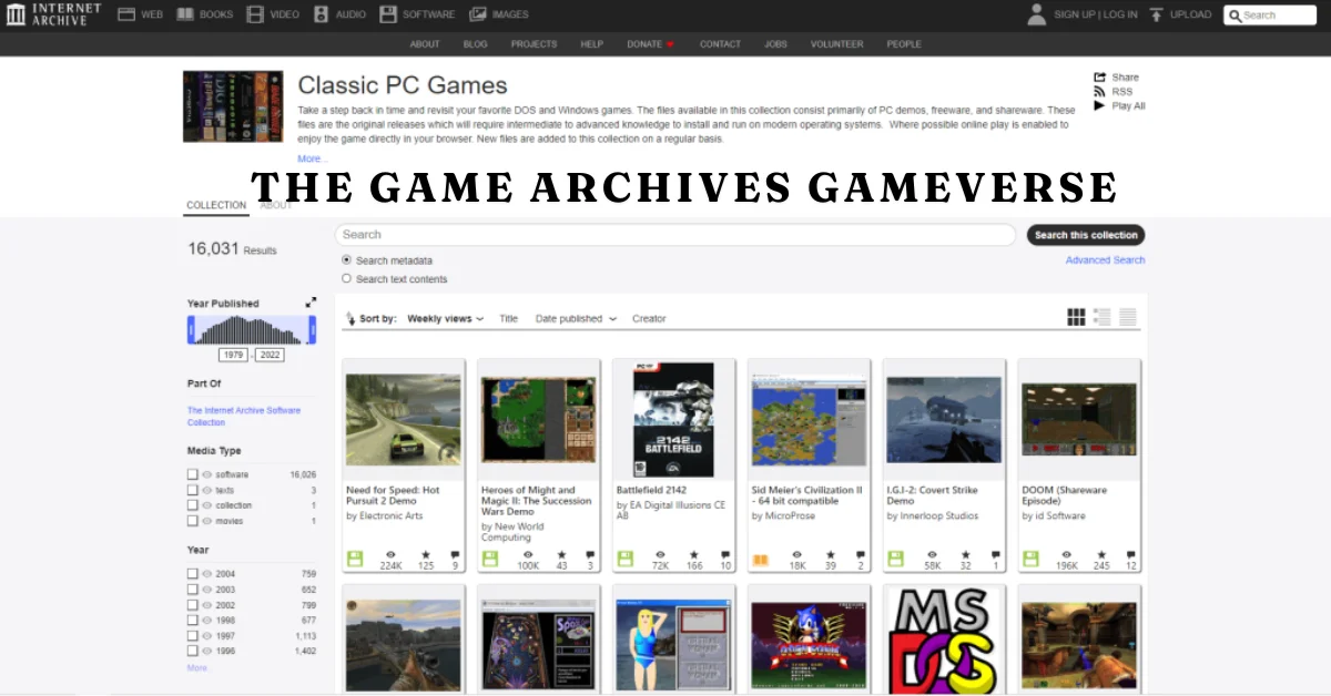 the game archives gameverse