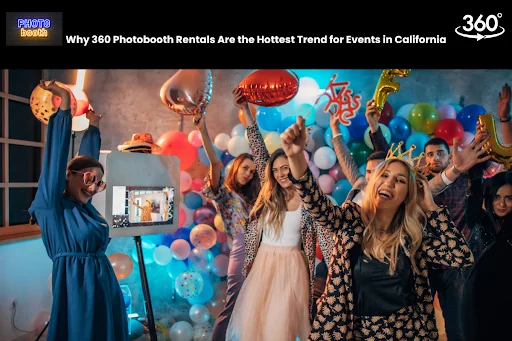 Guests enjoying a 360 photobooth experience at a wedding in Napa, California